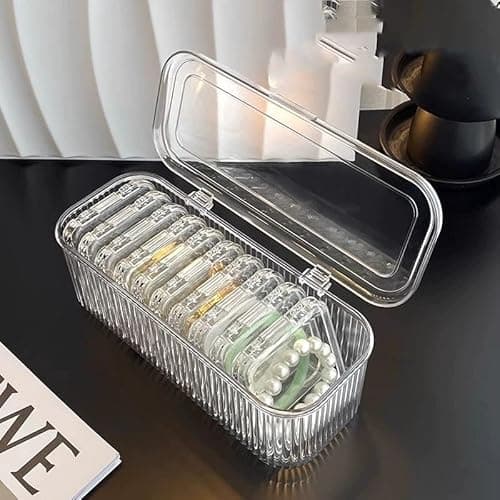 SHALVI Acrylic Jewelry Organizer Box Set, Portable Storage Boxes With Anti-Oxidation For Earrings, Bracelete, Rings, Necklace, Watch, Transparent Jewelry Case For Women & Girls (Jewelry Case)