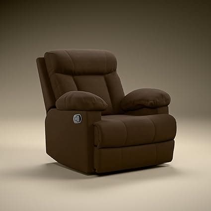 Green Soul Cloud | Single Seater Manual Recliner Sofa | Ultra Soft Suede Fabric | Recline & Relax (R1) | Oversized Leg Rest & Cushioned Lumbar (Brown)