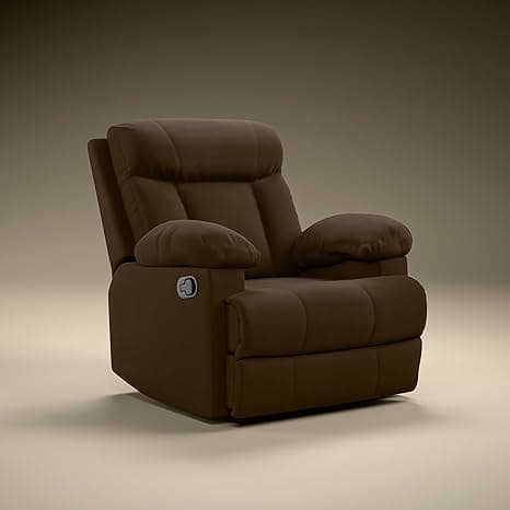 Green Soul Cloud | Single Seater Manual Recliner Sofa | Ultra Soft Suede Fabric | Recline & Relax (R1) | Oversized Leg Rest & Cushioned Lumbar (Brown)