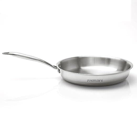Zoraware Triply Stainless Steel FryPan l Pasta Pan | Silver | 24 cm Diameter