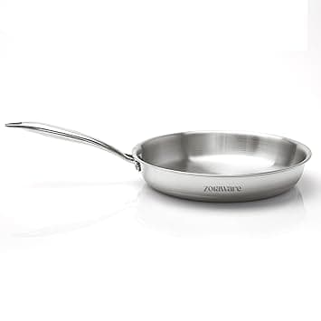 Zoraware Triply Stainless Steel FryPan l Pasta Pan | Silver | 24 cm Diameter