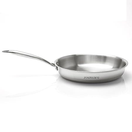Zoraware Triply Stainless Steel FryPan l Pasta Pan | Silver | 24 cm Diameter
