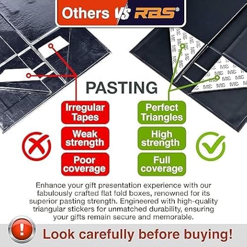 RBS® - MEDIUM Black Gift Box Empty (26 X 26 X 10Cm) Gift Boxes for Packaging (1 Pack) Box for Gift Packing Multipurpose Hampers Boxes Hold to 8 Kg Occasion Rigid Box for Packing (Medium Black) 6