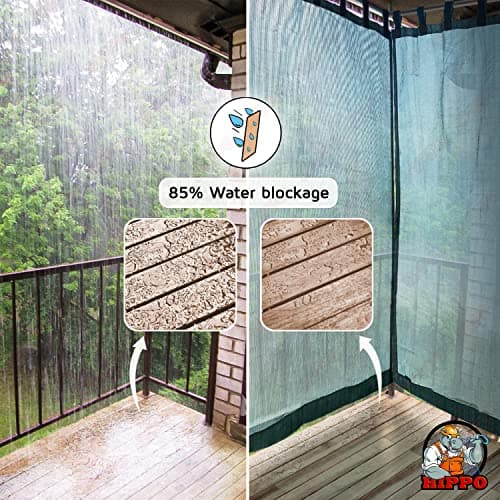 HIPPO Outdoor Balcony Sun, UV & Dust Protection Curtain HDPE Light Filtering 150 GSM Tab-Top Loop with Decorative Button Curtains for Home, Garden, Varanda, Hotel (Cool-Blue, 4.5FTX7.5FT, 2 PC) 3