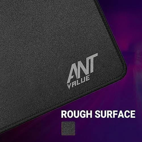 Ant Value MM300 Large Gaming Mouse Pad – Waterproof Cloth Surface with Anti-Fray Stitched Edges, Non-Slip Rubber Base, Extended Size for Gaming & Office Desk Setup – Black 3