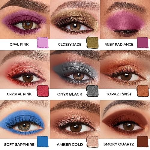 Just Herbs Eyeshadow Palette 9 In 1 Long Lasting Blendable Eye Makeup Palette Shimmery Finish (Moonlight - Night Palette) Multicolor 3