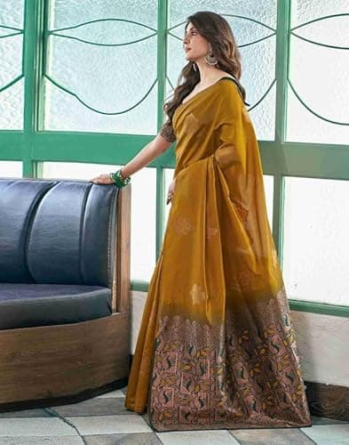 Regolitha women fashion soft banarasi saree for women, silk saree With Blouse Material 3