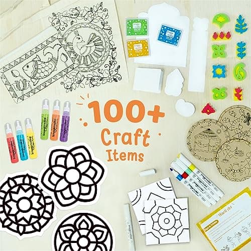 Imagimake DIY Indian Art Forms | 20+Craft Projects | 5 Art Forms - Mandala,Madhubani,Lippan,Warli & Block Printing | Art & Craft Kit | Birthday Gift for Girls & Boys Ages 8,9,10,11,12 2