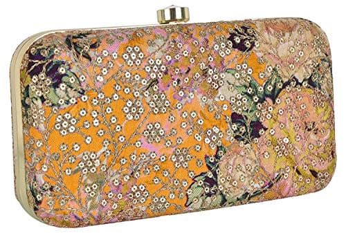 TOOBA Women's Handicraft Embroidered Box Clutch Bag Purse For Bridal, Wedding (Gold). 2