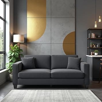 Torque Moscow 2 Seater Fabric Sofa (Dark Grey) 2 Person Sofa, Wooden Sofa Set, Couch for Living Room | 1 Years Warranty
