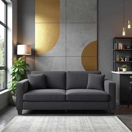 Torque Moscow 2 Seater Fabric Sofa (Dark Grey) 2 Person Sofa, Wooden Sofa Set, Couch for Living Room | 1 Years Warranty