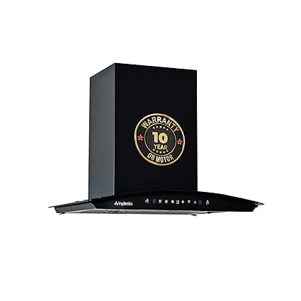 Amplesta Stella 60CM Chimney for Kitchen Auto Cleaning 1350 m3/hr Curved Wall Mounted Kitchen Chimney for Home Filterless Two Way Suction Auto Clean Touch & Gesture Control (Stella MS A C FL 60 BK)