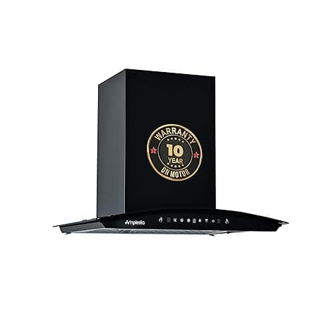 Amplesta Stella 60CM Chimney for Kitchen Auto Cleaning 1350 m3/hr Curved Wall Mounted Kitchen Chimney for Home Filterless Two Way Suction Auto Clean Touch & Gesture Control (Stella MS A C FL 60 BK)