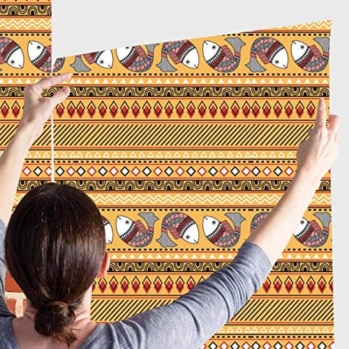 Color Solution Madhubani penting Floral Wallpaper Wall Sticker for Home Décor, Living Room, Bedroom, Hall, Kids Room, Play Room(Self Adhesive Vinyl, Water Proof) B010 (128 X 16 INCH) 5