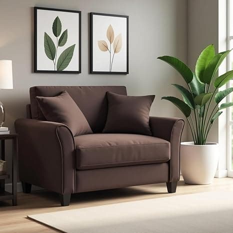 Avion - Berry 1 Seater Sofa for Living Room (Brown) Premium Fabric Single Seater Sofa Chair, Couch for Living Room, Bedroom, Guest Room, Home, Office| 3 Years Warranty