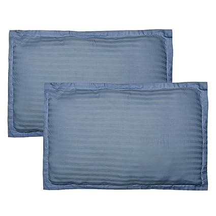 Trance Home Linen 200 TC 100% Cotton Small Size 17x25 inch Satin Stripe Pillow Covers | Pillow Cases | Set of 2 Piece Pillow Covers only |Small Size (Mediterranean Blue, 17 X 25 inch)