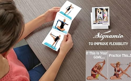 Signamio Yoga Belt for Women - Premium Stretching Belt for Exercise & Hamstring Stretch Strap - Essential Yoga Accessories for Flexibility & Strength Training-12 Loop - Blue-Black 5