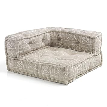 ASHEVILLE® Beige/Brown Handcrafted Upholstery No Wood Modular Sofa for Living Room, Home| Low Floor Seating, Sectional Couch, Modular Lounge Chair, Designer Kids Sofa, Cat Bed, Dog Bed| 80X80X40 CM