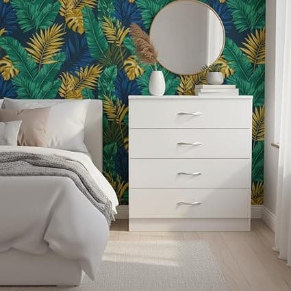 Alpine Willow Engineered Wood Chest of Drawers for & Office|Filing Cabinet for Home/Office|Storage cabinets|4 Tier Drawers|Multipurpose Organiser for Bedroom,Hallway,Living Room (Frosty White)