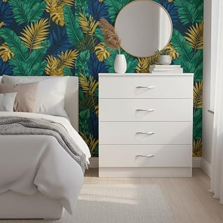 Alpine Willow Engineered Wood Chest of Drawers for & Office|Filing Cabinet for Home/Office|Storage cabinets|4 Tier Drawers|Multipurpose Organiser for Bedroom,Hallway,Living Room (Frosty White)