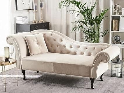 Chesterfield Chaise Lounge, Button Tufted 2-Seater Sofa, Modern Contemporary Style, Living Room Furniture (Off-White)