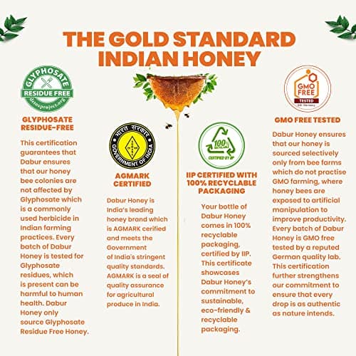 Dabur Honey - 500g | 100% Pure | World's No.1 Honey Brand with No Sugar Adulteration | For Fitness & Health | Natural Immunity Booster | 100% Indigenous | Rich in Antioxidants & Minerals 5