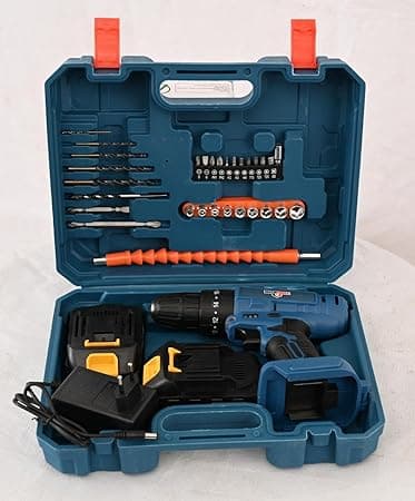 21V Cordless Impact Drill, 35Nm Torque, 10MM Keyless Chuck, 2-Speed, Li-ion Batteries, for Workshop and Construction