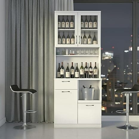 Alpine Willow Crockery Cabinet I Kitchen Cabinet I Bar Cabinet I Multi Purpose Cabinet for Kitchen I Cabinets for Living Room I Crockery Unit I Pantry Unit I Microwave Unit I Hutch