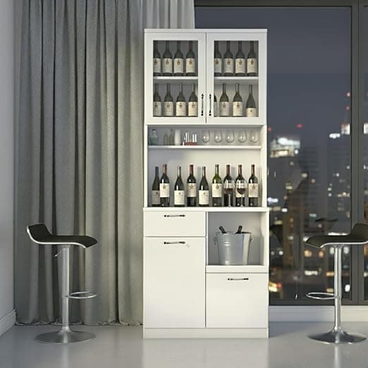 Alpine Willow Crockery Cabinet I Kitchen Cabinet I Bar Cabinet I Multi Purpose Cabinet for Kitchen I Cabinets for Living Room I Crockery Unit I Pantry Unit I Microwave Unit I Hutch