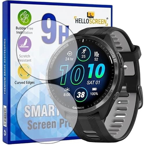 HELLOSCREEN Screen Protector for Garmin Forerunner 965 1.4 Inch Smartwatch (Pack of 2) – Flexible TPU Film, 9H Scratch Resistant, Self Healing, Anti Fingerprint, HD Clear – Not Tempered Glass