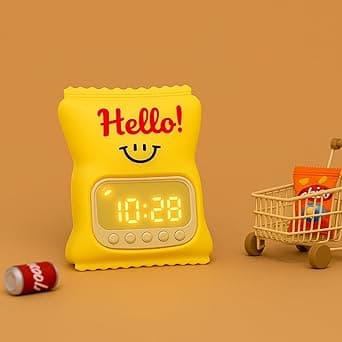 One94Store Hello Digital Alarm Clock with LED Display & Night Light | Cute Cartoon Design, Snooze, Timer & Temperature | Bedside Clock for Kids, Bedroom & Home