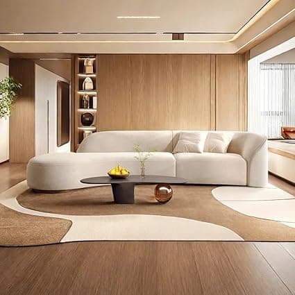 110.24 inch Modern Classic J Shape Sectional Sofa Set, Chesterfield Style 4 Seater Sofa Set with Pillows for Living Room, Bedroom and Office and Hallway Colour (Beige QA)
