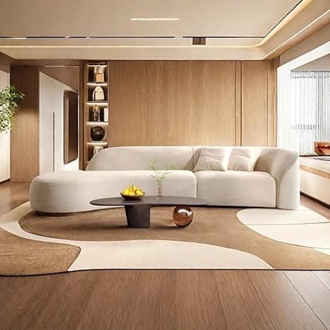 110.24 inch Modern Classic J Shape Sectional Sofa Set, Chesterfield Style 4 Seater Sofa Set with Pillows for Living Room, Bedroom and Office and Hallway Colour (Beige QA)