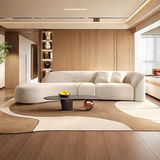 110.24 inch Modern Classic J Shape Sectional Sofa Set, Chesterfield Style 4 Seater Sofa Set with Pillows for Living Room, Bedroom and Office and Hallway Colour (Beige QA)