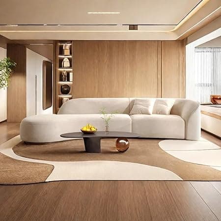 110.24 inch Modern Classic J Shape Sectional Sofa Set, Chesterfield Style 4 Seater Sofa Set with Pillows for Living Room, Bedroom and Office and Hallway Colour (Beige QA)