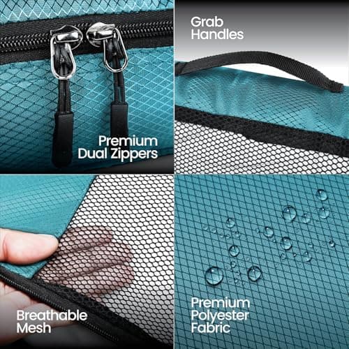 FATMUG Packing Cubes Travel Pouch, Bag Suitcase Organiser Set of 4 ( 2 Medium, 2 Small) - Sky Blue Polyester 4