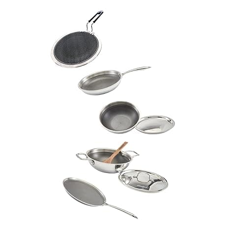 Zoraware Honeycomb 7 Pcs Cookware Set | Silver | 26 cm Diameter