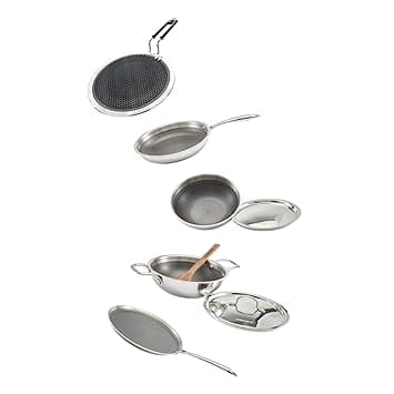 Zoraware Honeycomb 7 Pcs Cookware Set | Silver | 26 cm Diameter