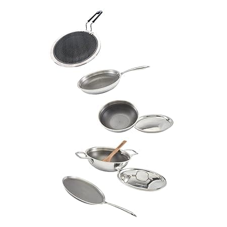Zoraware Honeycomb 7 Pcs Cookware Set | Silver | 26 cm Diameter