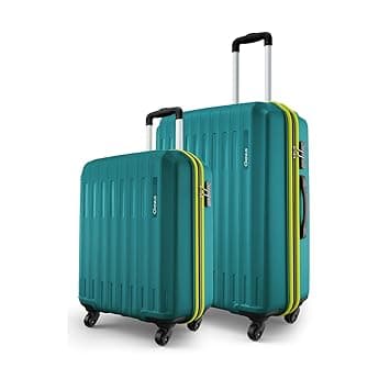 Safari Genius Alley Set of 2 (Cabin + Medium) Trolley Bags Hard Case Polypropylene, 4 Wheels, 360 Degree Wheeling Luggage, Travel Bag, Suitcase for Travel, Trolley Bags for Travel, Teal Green