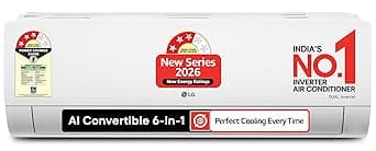 LG 2Ton 3Star,New star rated, DUAL Inverter Split AC (Copper, AI Convertible 6in1, Diet Mode+,Faster Cooling & Energy Saving, 4 Way Swing, HDFilter with Anti-Virus Protection,AS-Q24ENXE,White)