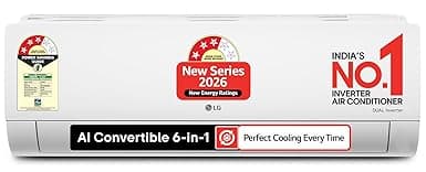 LG 2Ton 3Star,New star rated, DUAL Inverter Split AC (Copper, AI Convertible 6in1, Diet Mode+,Faster Cooling & Energy Saving, 4 Way Swing, HDFilter with Anti-Virus Protection,AS-Q24ENXE,White)