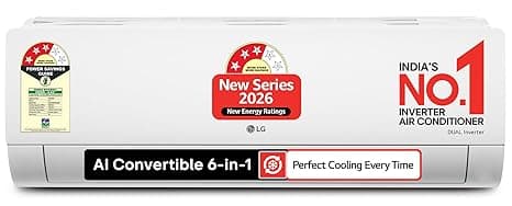 LG 2Ton 3Star,New star rated, DUAL Inverter Split AC (Copper, AI Convertible 6in1, Diet Mode+,Faster Cooling & Energy Saving, 4 Way Swing, HDFilter with Anti-Virus Protection,AS-Q24ENXE,White)