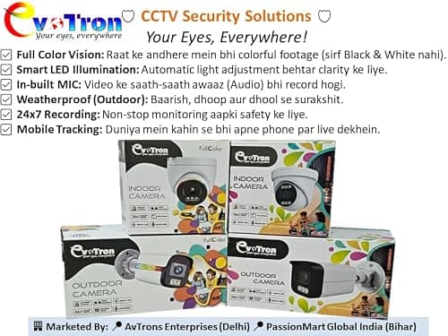 EvoTron 5MP IP CCTV Dome Camera Indoor Wired, 24/7 Color Imaging with Audio Recording and Human Detection, Night Vision, Network Protocol: PoE, TCP/IP, ON_VIF Technology, Wall Mount, PoE Power 5