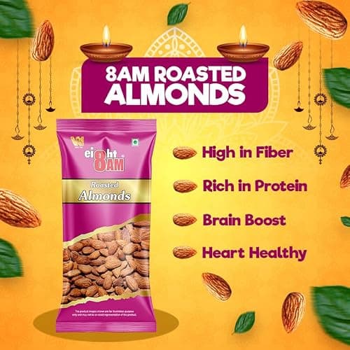 8AM Dry Fruits Combo Pouch, Pack of 5, (Almond 40g, Cashew 40g, Pistachio 30g, Trail Mix 35g, Nut Mix 35g), Fiber & Protein Rich Healthy Mix Dry Fruits, Diwali Gift Pouch 4