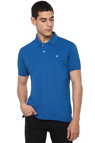 Allen Solly Men’s Polo T‑Shirt | Comfortable Rich Cotton Blend, Band Collar, Regular Fit | Stylish & Premium All Day Wear