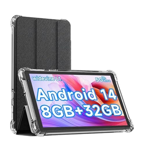 IWEGGO Android 14 Tablet with Case 7" 8GB RAM + 32GB ROM/1TB Expandable Computer 5MP Camera Tablet 1.6Ghz Quad Core Processor 3000mAH Battery Tablet PC 5G WiFi Game 7" Android Laptop Black