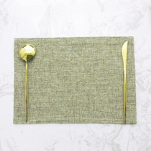 Khooti Two-Sided Washable PolyJute Tablemats/Placemats Heat Resistant Dining Table Place Mats for Kitchen Coffee Wedding Party (12 Inches x 18 Inches / 30 cm x 45 cm)(Natural Linen)(Set of 6 Pieces) 5