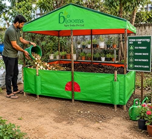 BIO BLOOMS AGRO INDIA PRIVATE LIMITED Vermi Compost Making Bed/Vermi Bed 12ft X 4ft X 2ft with Roofing (200gsm) 2