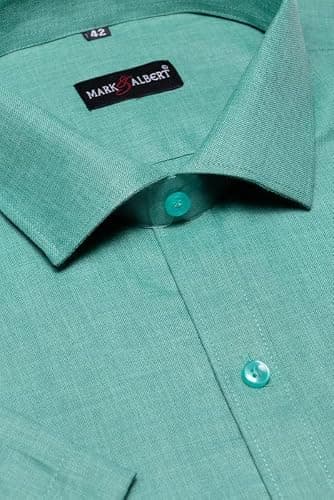 MARK & ALBERT Men's Half Sleeves Cotton Formal Shirt Green 3